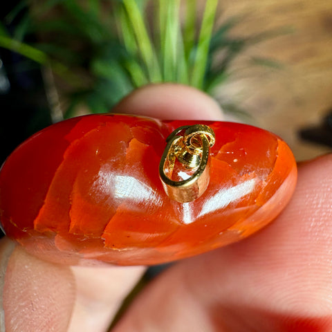 Snakeskin Agate Heart Pendant with 18ct Gold Hoop