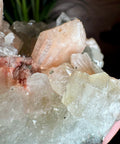 Diamond Apophyllite with Peach Stilbite Flower and Heulandite – 195g - Crystals & Reiki