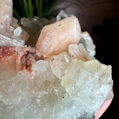 Diamond Apophyllite with Peach Stilbite Flower and Heulandite – 195g - Crystals & Reiki