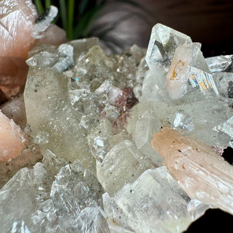 Diamond Apophyllite with Peach Stilbite Flower and Heulandite – 195g - Crystals & Reiki