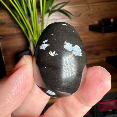 Snowflake Obsidian Crystal Egg: Grounding and Purification - Crystals & Reiki