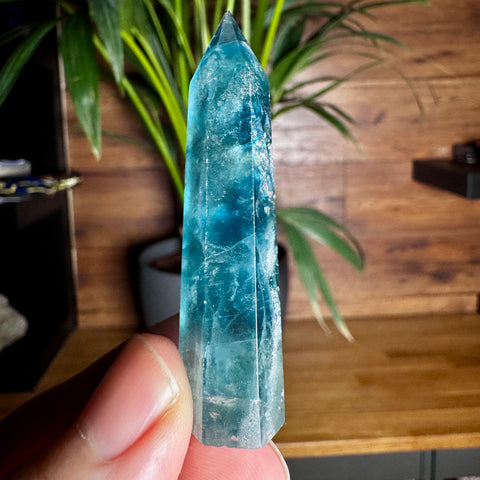 Rare Blue Fluorite Point with Rainbows – 29.4g