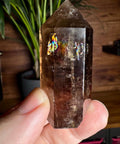 Smoky Quartz Point with Rainbows: Grounding and Light – 7cm / 88.4g - Crystals & Reiki