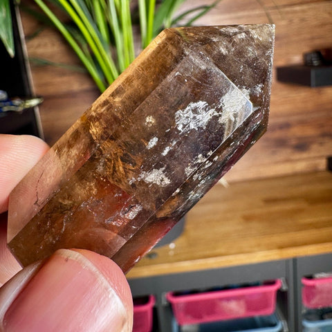 Smoky Quartz Point with Rainbows: Grounding and Light – 7cm / 88.4g - Crystals & Reiki