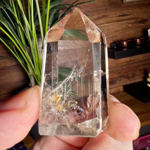 Smoky Quartz Point with Rainbows: Stress Management and Upliftment – 5.5cm / 49.8g - Crystals & Reiki