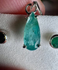 Emerald Pendant & Earring Set: Sterling Silver Elegance - Crystals & Reiki