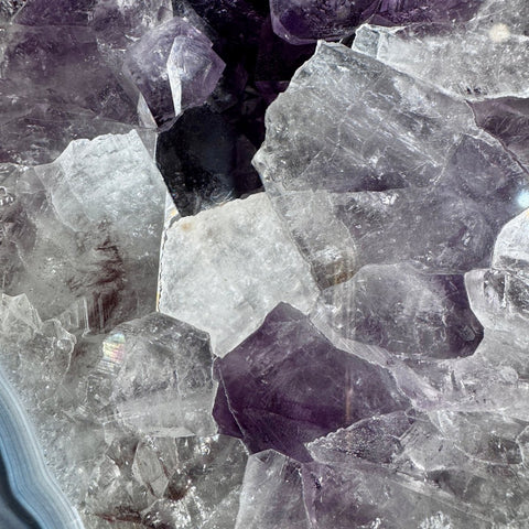 Amethyst Slice with Rainbows & Calcite on Stand | 3.2kg Masterpiece - Crystals & Reiki