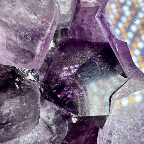 Amethyst Slice with Rainbows & Calcite on Stand | 3.2kg Masterpiece - Crystals & Reiki