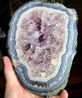 Amethyst Slice with Rainbows & Calcite on Stand | 3.2kg Masterpiece - Crystals & Reiki