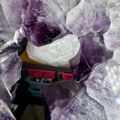 Amethyst Portal with Rainbows & Calcite on Stand | 4.25kg Monumental Specimen - Crystals & Reiki