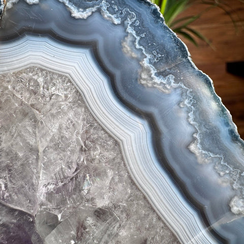 Amethyst Portal with Rainbows & Calcite on Stand | 4.25kg Monumental Specimen - Crystals & Reiki