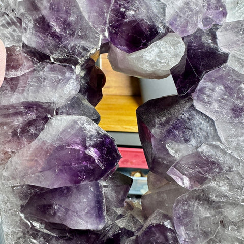 Amethyst Portal with Rainbows & Calcite on Stand | 4.25kg Monumental Specimen - Crystals & Reiki