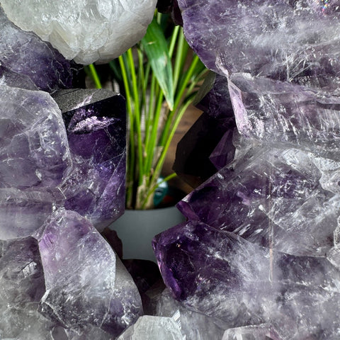 Amethyst Portal with Rainbows & Calcite on Stand | 4.25kg Monumental Specimen - Crystals & Reiki