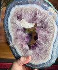 Amethyst Portal with Rainbows & Calcite on Stand | 4.25kg Monumental Specimen - Crystals & Reiki