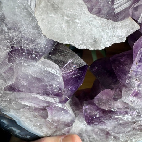 Amethyst Portal with Rainbows & Calcite on Stand | 4.25kg Monumental Specimen - Crystals & Reiki