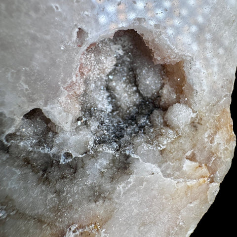 Pink Amethyst Druzy Slice with Portals on Stand | 2.56kg Nurturing Light - Crystals & Reiki