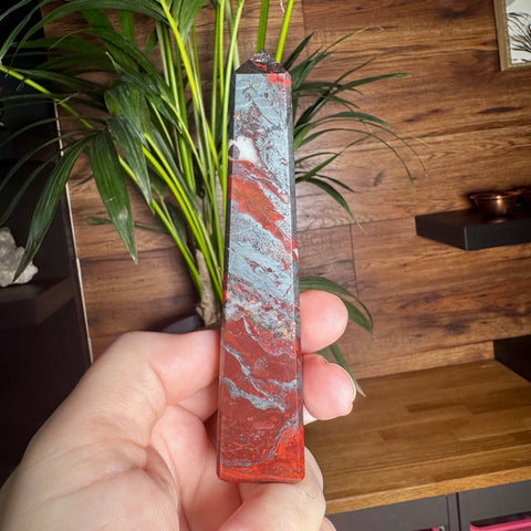 Hematite & Red Jasper (Jaspilite) Obelisk | Grounding Strength & Vitality - Crystals & Reiki