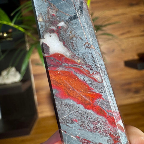 Hematite & Red Jasper (Jaspilite) Obelisk | Grounding Strength & Vitality - Crystals & Reiki