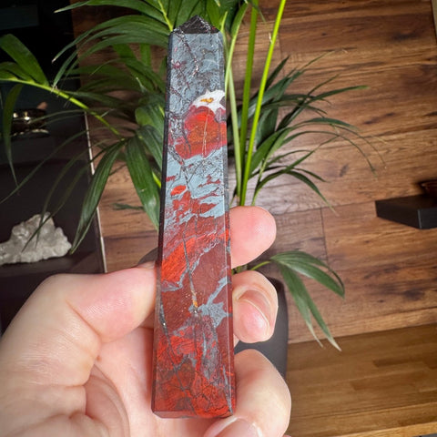 Hematite & Red Jasper (Jaspilite) Obelisk | Grounding Strength & Vitality - Crystals & Reiki