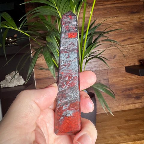 Hematite & Red Jasper (Jaspilite) Obelisk | Grounding Strength & Vitality - Crystals & Reiki