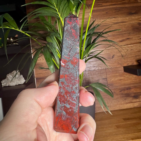 Hematite & Red Jasper (Jaspilite) Obelisk | Grounding Strength & Vitality - Crystals & Reiki