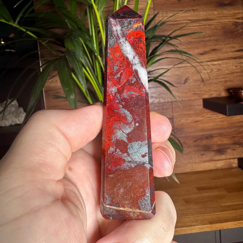 Hematite & Red Jasper (Jaspilite) Obelisk – Ancient Earth Shield & Vitality - Crystals & Reiki