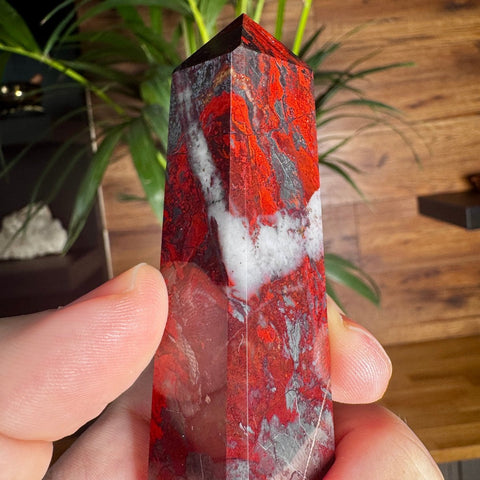 Hematite & Red Jasper (Jaspilite) Obelisk – Ancient Earth Shield & Vitality - Crystals & Reiki