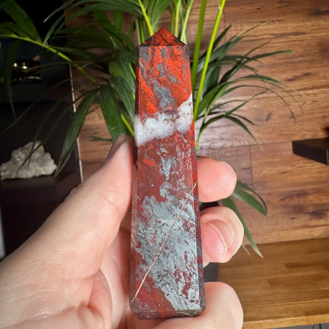 Hematite & Red Jasper (Jaspilite) Obelisk – Ancient Earth Shield & Vitality - Crystals & Reiki