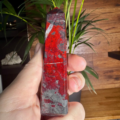 Hematite & Red Jasper (Jaspilite) Obelisk – Ancient Earth Shield & Vitality - Crystals & Reiki