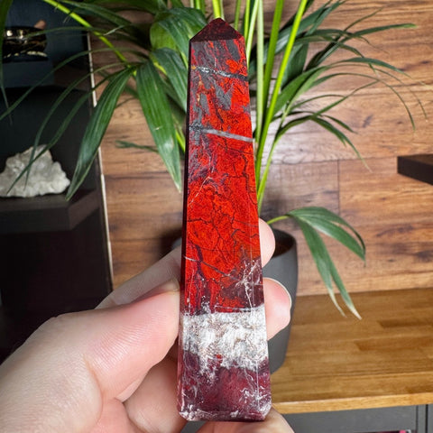 Hematite & Red Jasper (Jaspilite) Obelisk – Grounding Roots & Raw Power - Crystals & Reiki