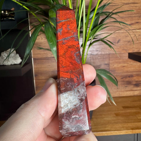 Hematite & Red Jasper (Jaspilite) Obelisk – Grounding Roots & Raw Power - Crystals & Reiki
