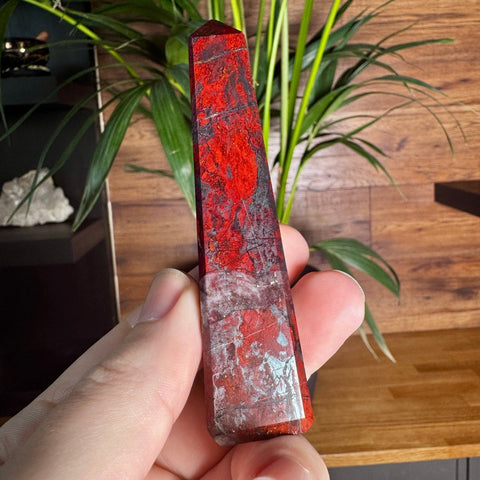 Hematite & Red Jasper (Jaspilite) Obelisk – Grounding Roots & Raw Power - Crystals & Reiki