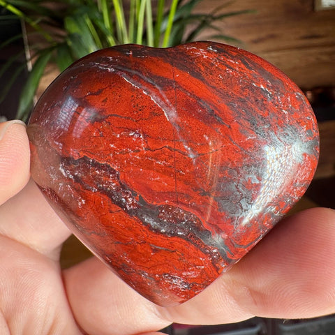 Hematite & Red Jasper (Jaspilite) Heart – Strength, Passion & Grounded Love | 106g - Crystals & Reiki