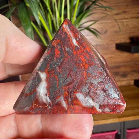 Hematite & Red Jasper (Jaspilite) Pyramid - Sacred Geometry & Earth Connection | 169g - Crystals & Reiki