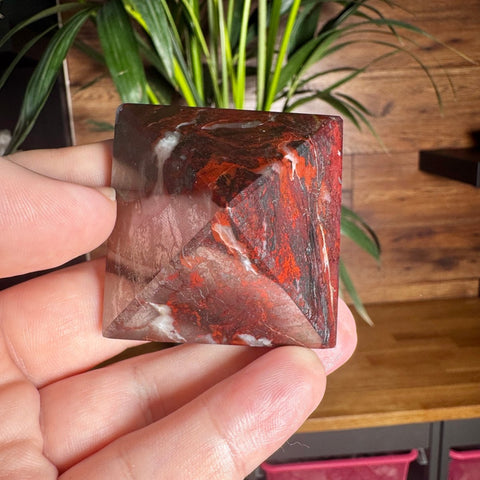 Hematite & Red Jasper (Jaspilite) Pyramid - Sacred Geometry & Earth Connection | 169g - Crystals & Reiki