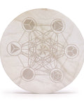 Large Selenite (Satin Spar) Round Charging Plate & Crystal Grid - 18cm - Crystals & Reiki