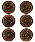 Mango Wood Round Plate Incense Holder with Brass Inlay - Various Designs - Crystals & Reiki