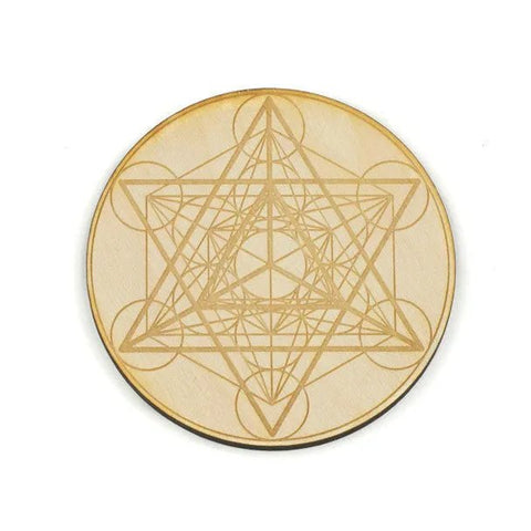 Merkaba Metatron's Cube Crystal Grid - Birchwood - 10cm - Crystals & Reiki