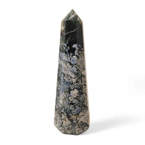 Moss Agate Tower Point: Embrace Nature's Tranquility - Crystals & Reiki