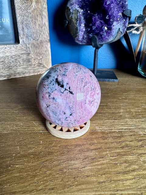Peruvian Bubblegum Rhodonite Sphere Two - Emotional Healing - Crystals & Reiki