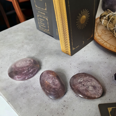Gem Grade Lepidolite Palm Stones - Crystals & Reiki
