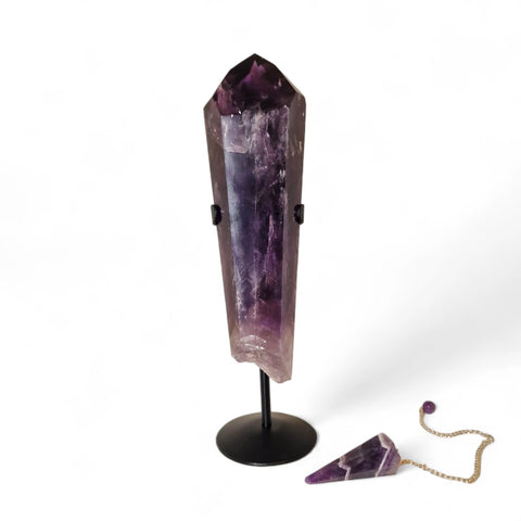 Phantom Amethyst Wand with Included Stand - Crystals & Reiki