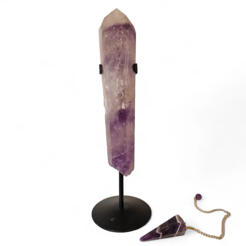 Phantom Amethyst Wand with Included A Stand - Crystals & Reiki