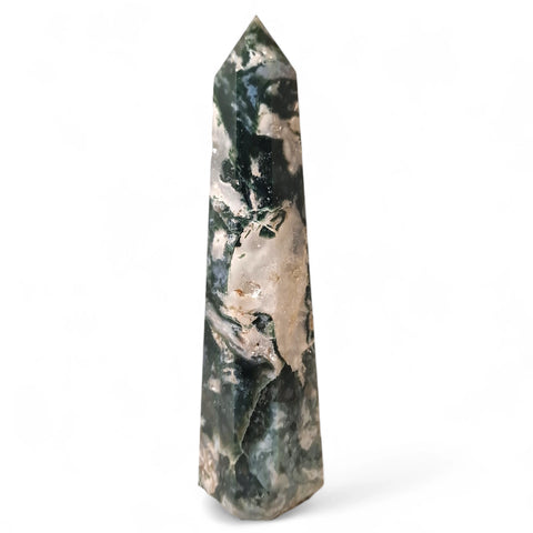 Moss Agate Tower Point - Crystals & Reiki