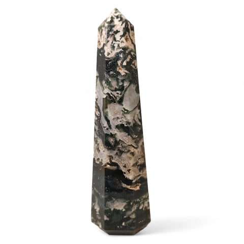 Moss Agate Druzy Tower Point : Natural Elegance - Crystals & Reiki