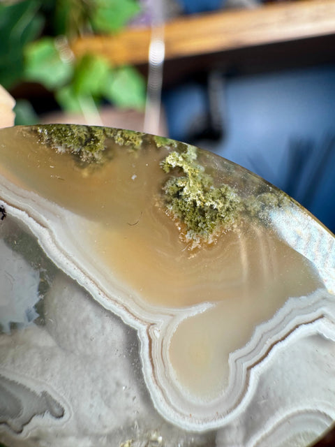 Plume Agate & Clear Amethyst Pendant 2 – Rare Orbicular Design - Crystals & Reiki