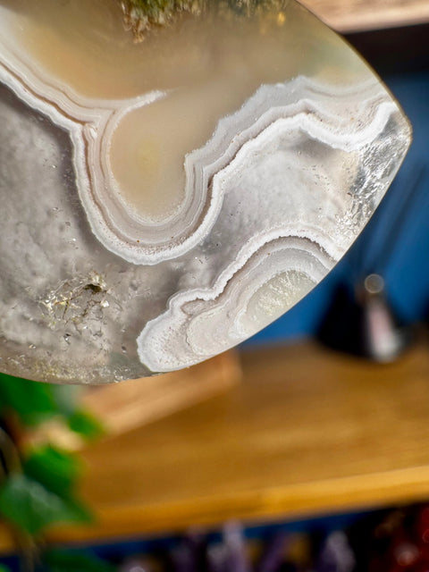 Plume Agate & Clear Amethyst Pendant 2 – Rare Orbicular Design - Crystals & Reiki