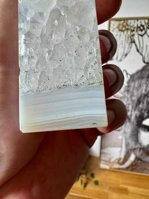 Quartz with Banded Agate Tower – Strength in Stillness – 344g - Crystals & Reiki