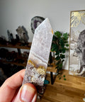 Rare Plume Agate & Amethyst Obelisk - Balances Earth and Spirit - Crystals & Reiki