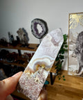 Rare Plume Agate & Amethyst Obelisk - Balances Earth and Spirit - Crystals & Reiki